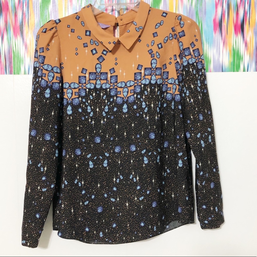 Apple pie long sleeve blouse Peter Pan collar